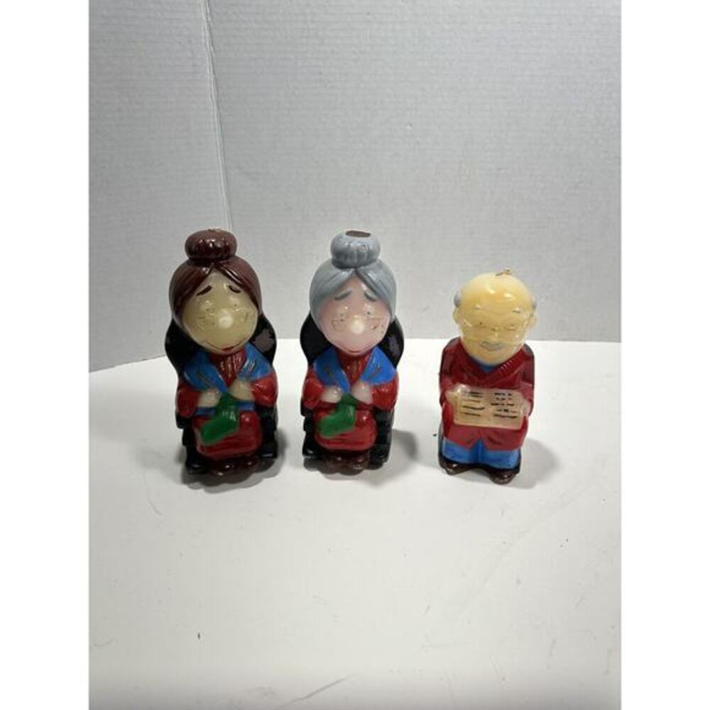 Lot Of 3 Heavy 7” Candles Grandpa Reading Grandma‎ Figurines Candles 80s Vintage